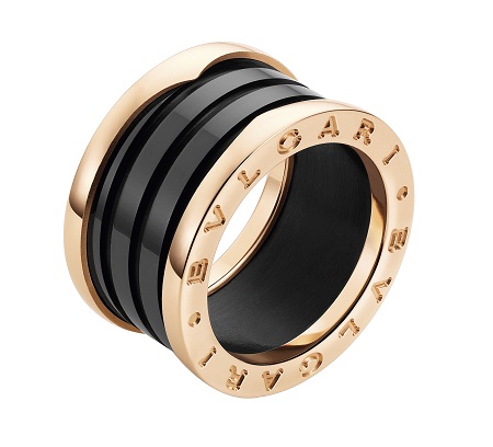 10 - B.zero1 pink gold ring and black ceramic 4-band ring.jpg